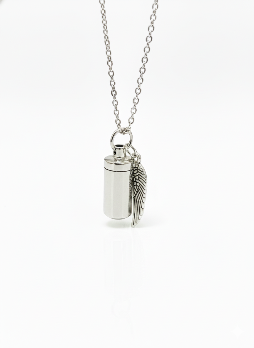 Silver Cylinder Ash Necklace