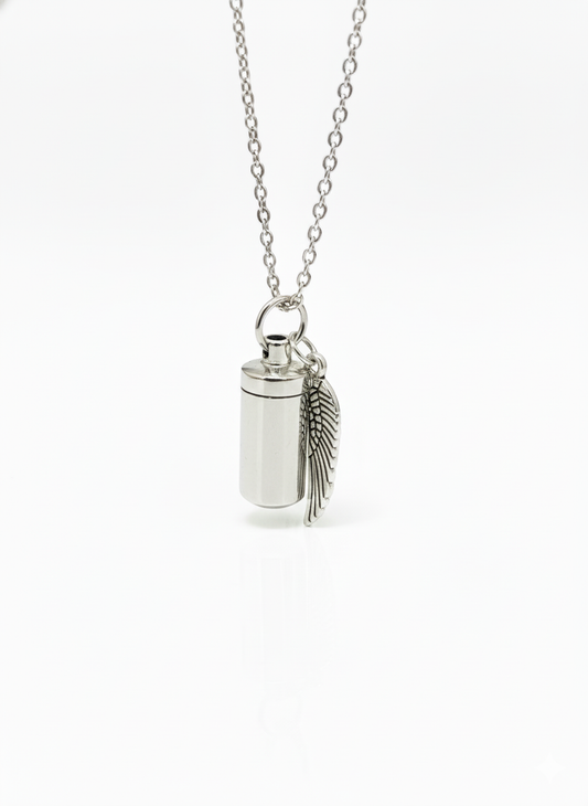 Silver Cylinder Ash Necklace