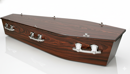 Grosvenor mahogany casket made from wood-grained MDF with satin finish