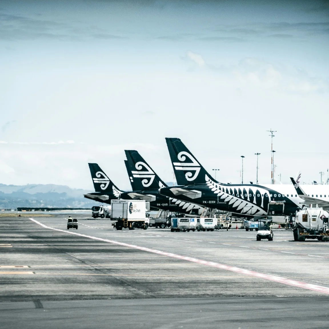 Air New Zealand plane landing at Auckland Airport for international funeral repatriation by Lagoon View Funerals