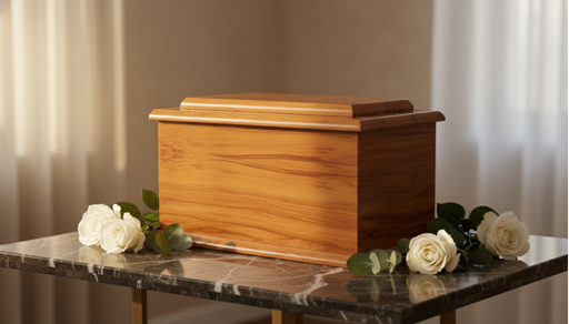 Premium wooden cremation urn for ashes - Auckland - classic rectangular burial container