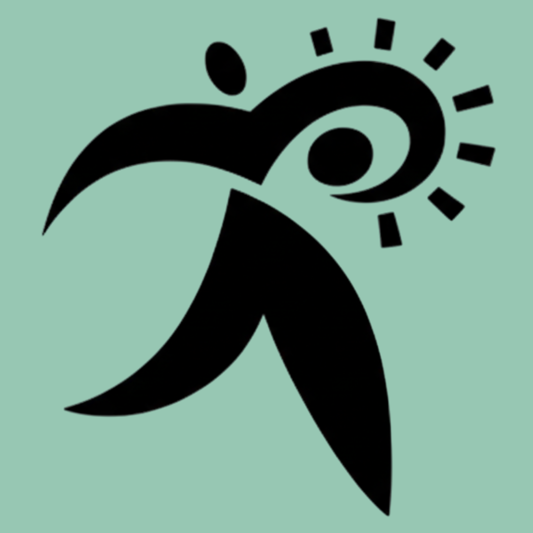 Black abstract design on a light green background